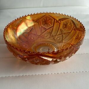 Vintage marigold iridescent carnival glass​ dish